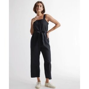 QUINCE Black 100% European Linen Square Neck Jumpsuit NWT Size Large